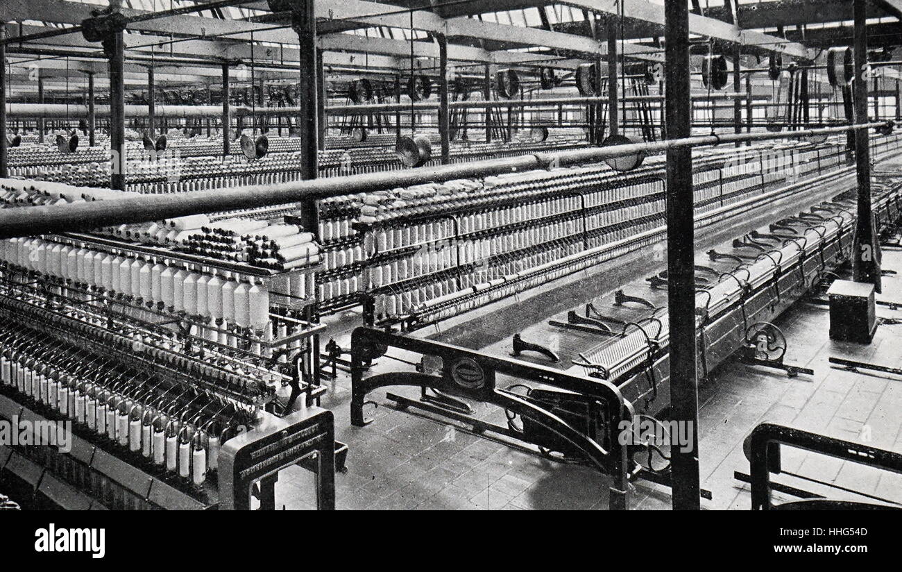 Cotton spinning shed 1920. Stock Photo
