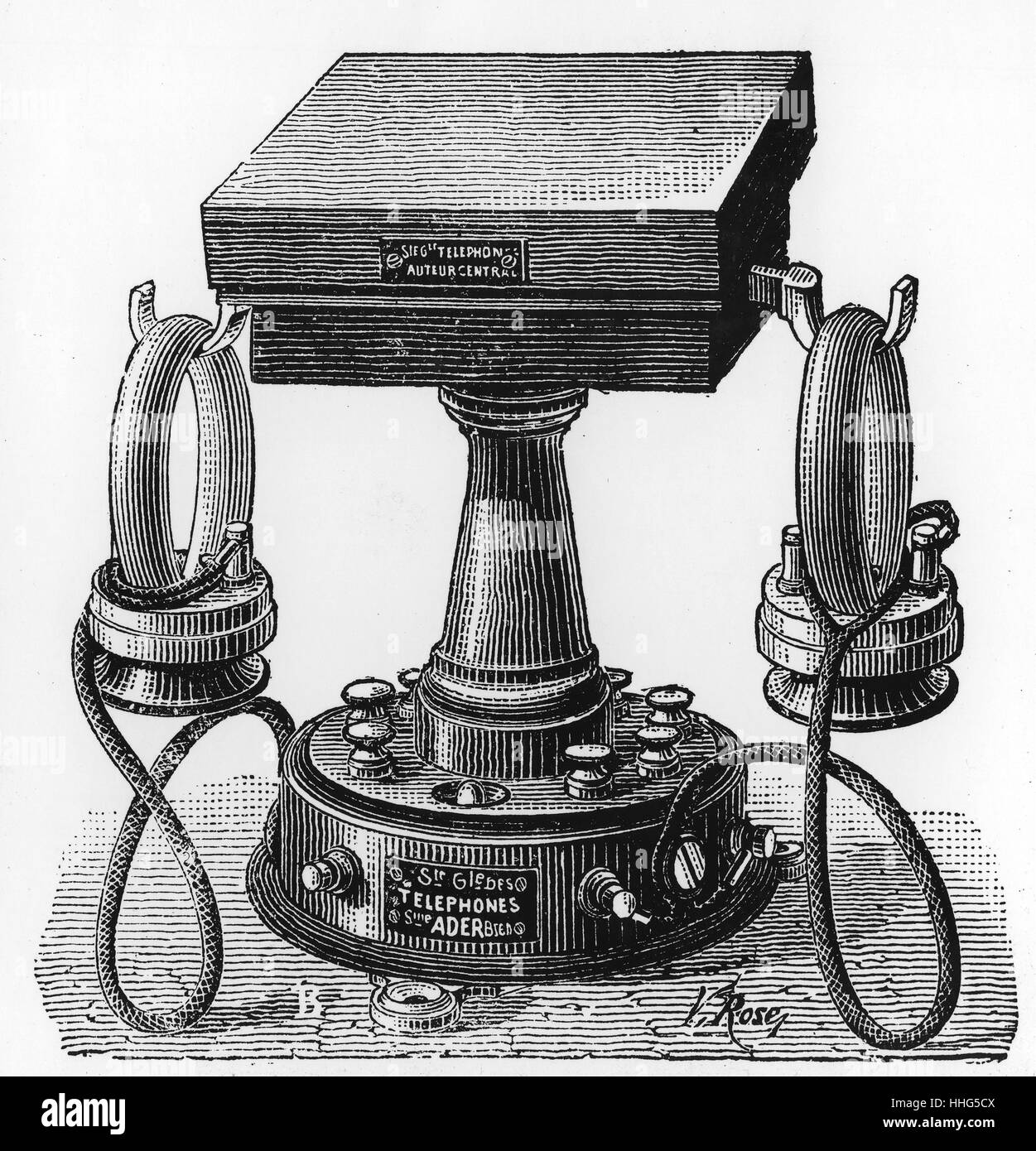 AderBell telephone Pillar model. From Louis Figuier Les Nouvelles
