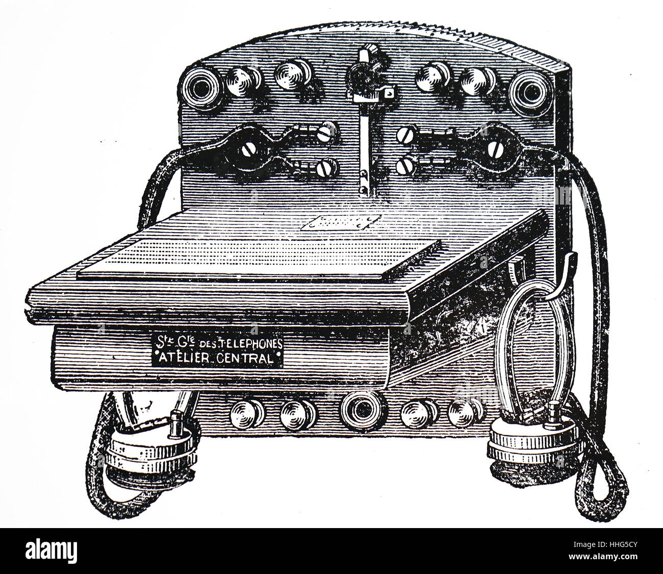 AderBell telephone wall mounted model. From Louis Figuier Les Nouvelles Conquetes de la