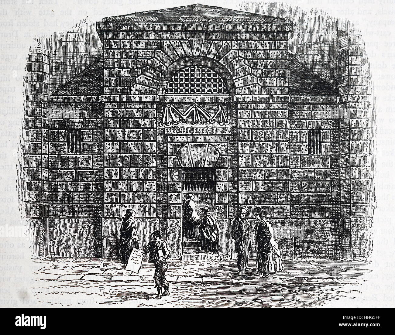 Gate of Newgate prison. From Walter Thornbury old and new London. London 1881. Stock Photo