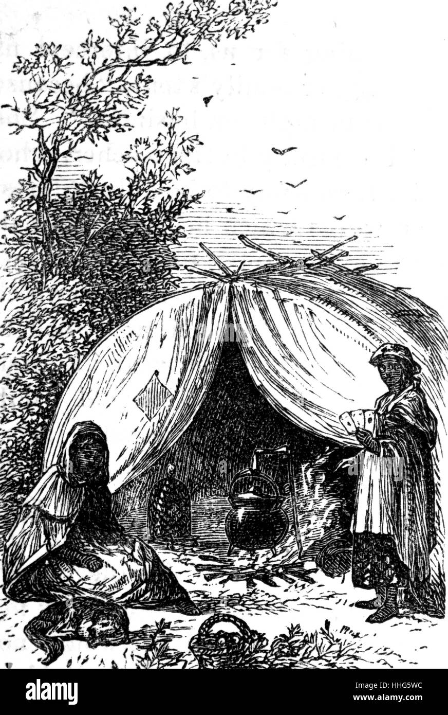 A Gipsy Encampment in 1868, France Stock Photo