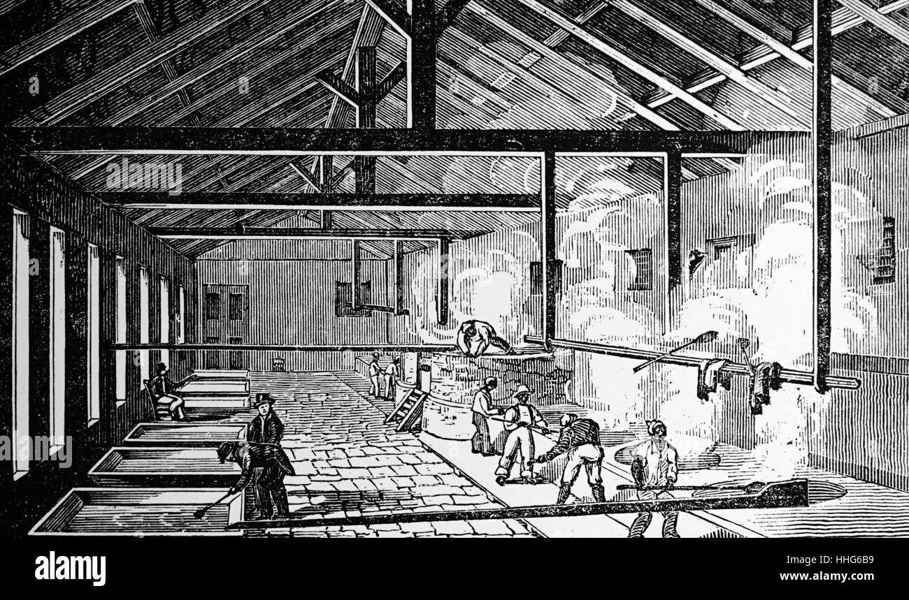 Slave labour working in a sugar boiling house. West Indies. 1833 Stock Photo Alamy