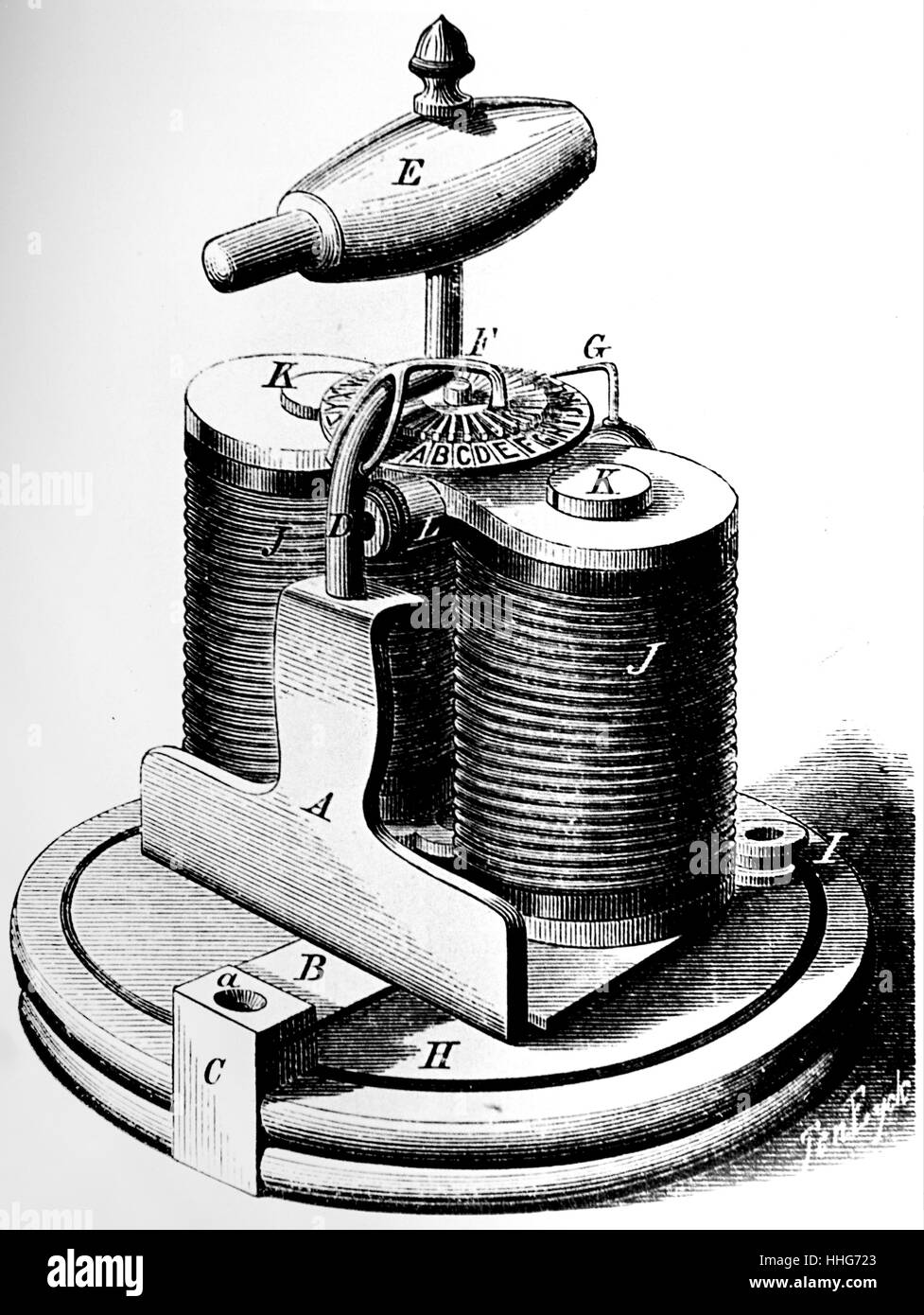 Duerden's woodpecker telegraph. 1872. Stock Photo