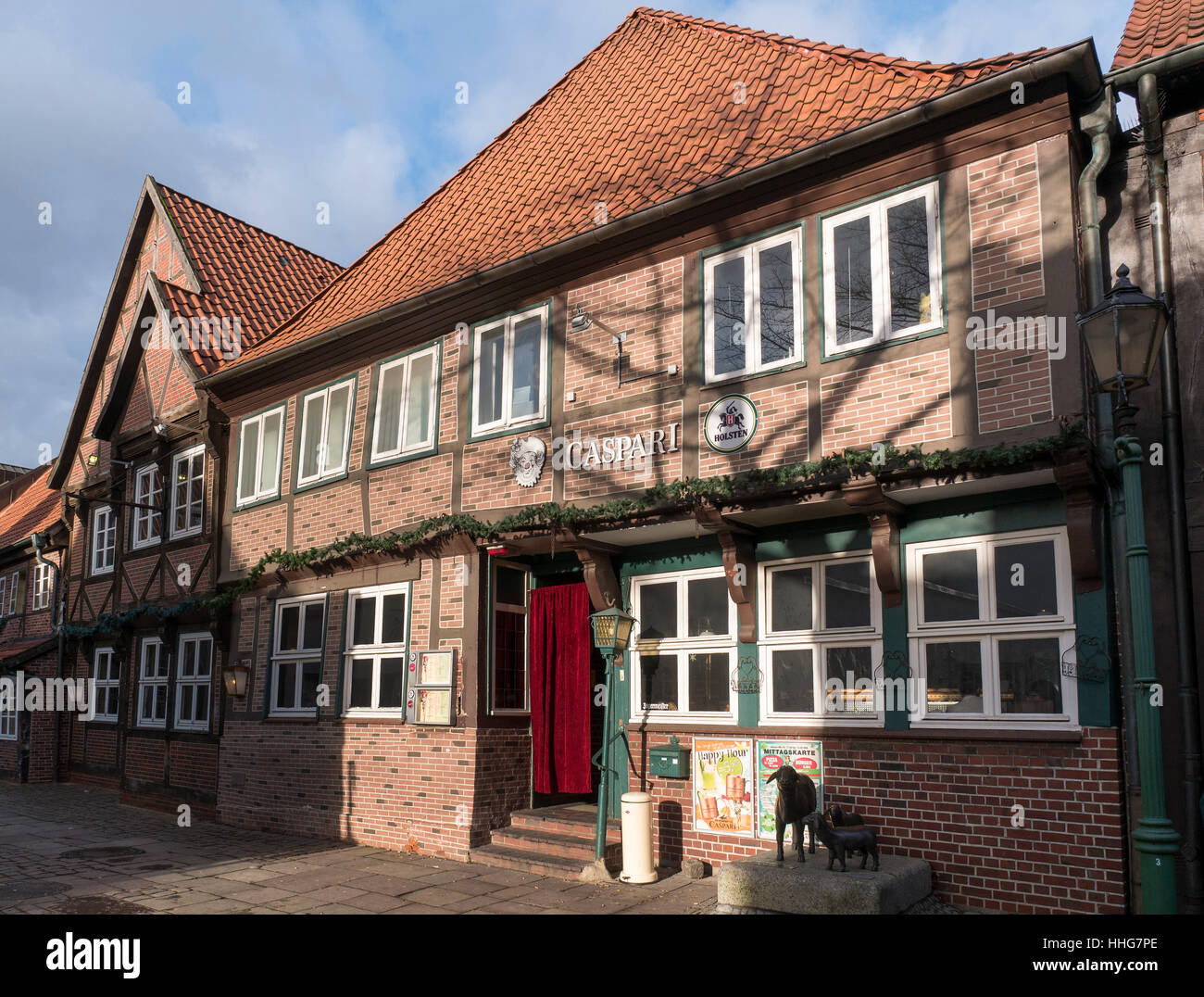 restaurant Caspari in half timbered house at Lämmertwiete, Hamburg-Harburg, Germany Europe Stock Photo