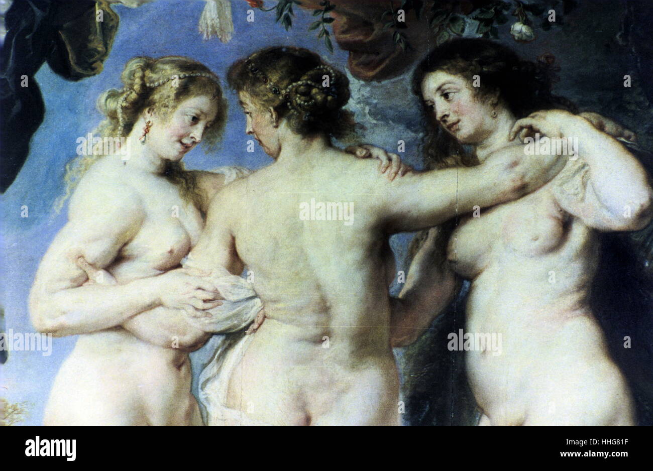 The Three Graces (1635); Details. Oil on canvas by Peter Paul Rubens (1577–1640) Stock Photo