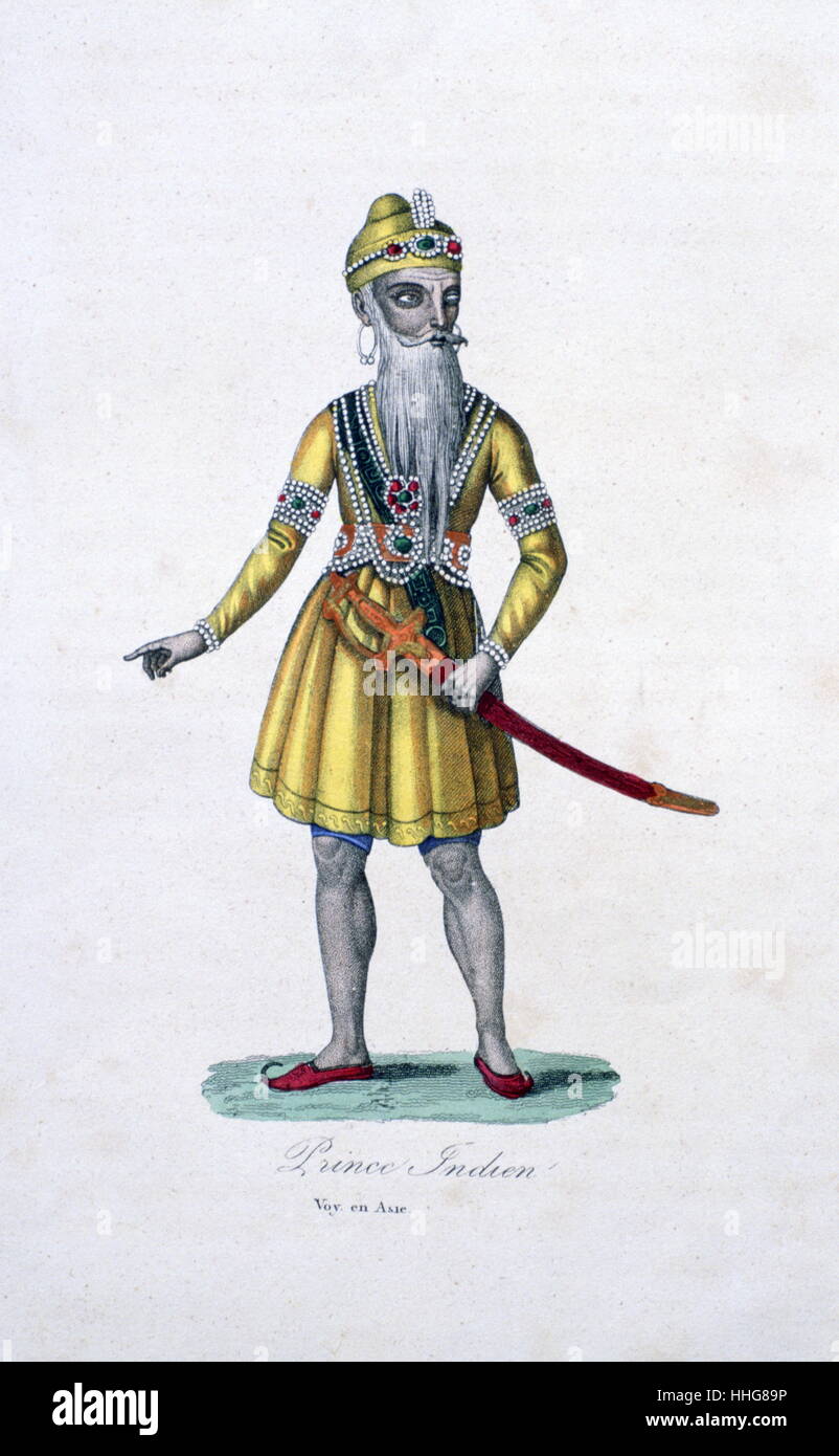 French lithograph of high caste Brahmin man in India, By Marlet 1828 Stock Photo