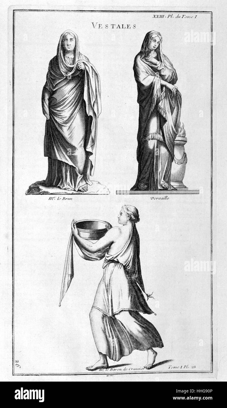 Representation of the goddess Juno. Illustration from supplement to 'L'antiquité expliquée et representée en figures'; (vols. 1-15, Paris, 1719-1724) by Dom Bernard de Montfaucon, (1655 – 1741), a French Benedictine monk. He was an astute scholar who founded the discipline of palaeography, He is regarded as one of the founders of modern archaeology. Stock Photo