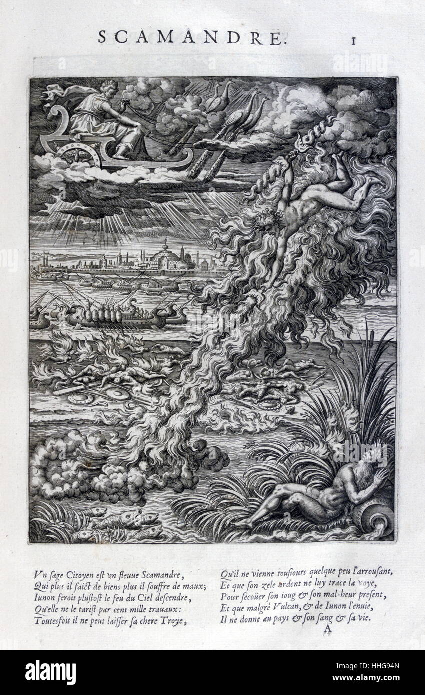 Scamander (river god in Greek mythology) 1615. A plate from Les Images