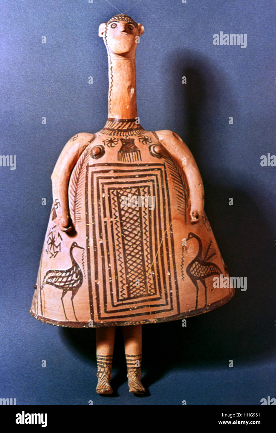 Bell idol. Terracotta figurine, 7th century BC (Late Geometric period). Theban workshop (Oinochoe type) Stock Photo