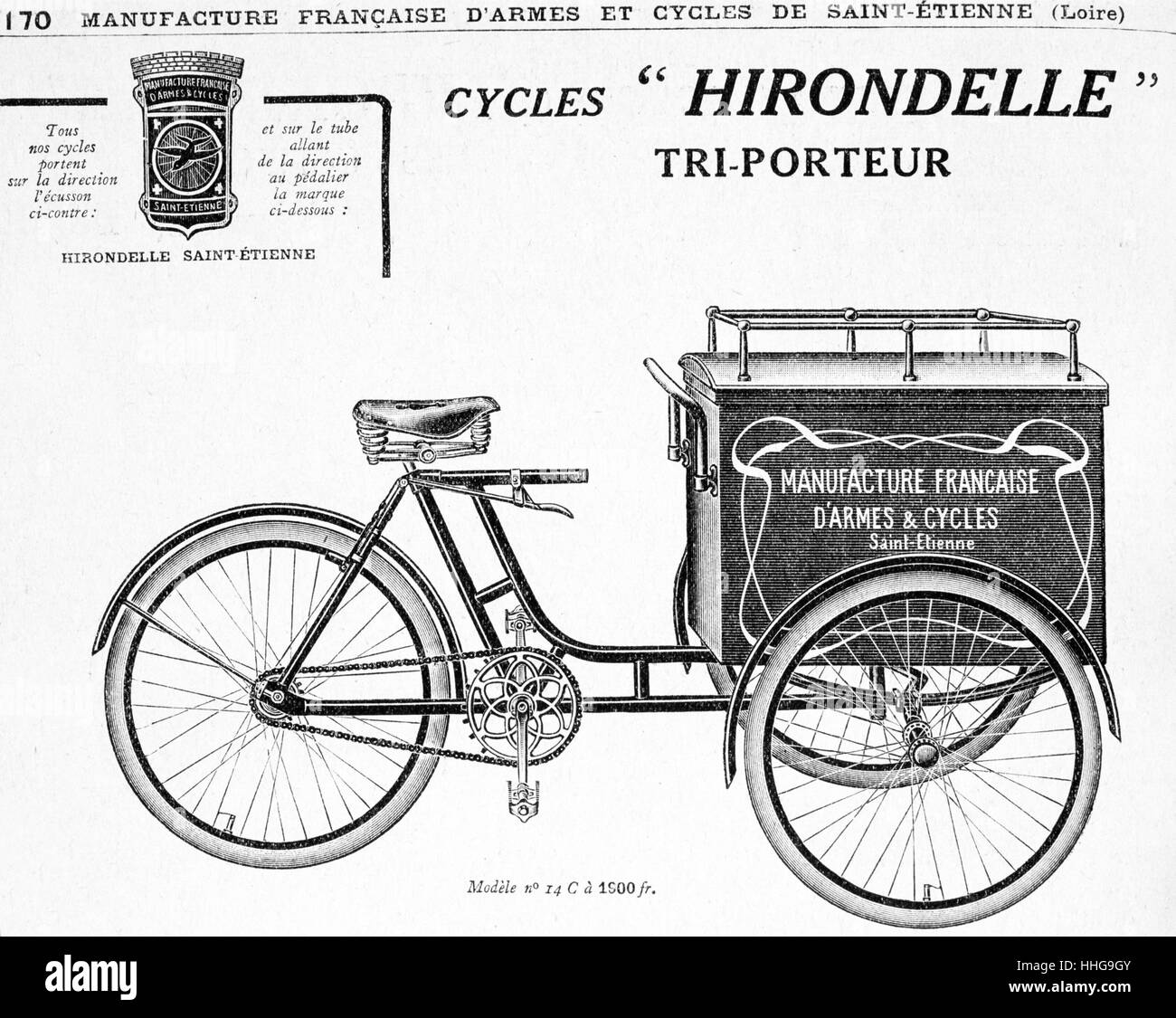French 'Hirondelle Triporteur' Tricycle bike circa 1890 Stock Photo - Alamy