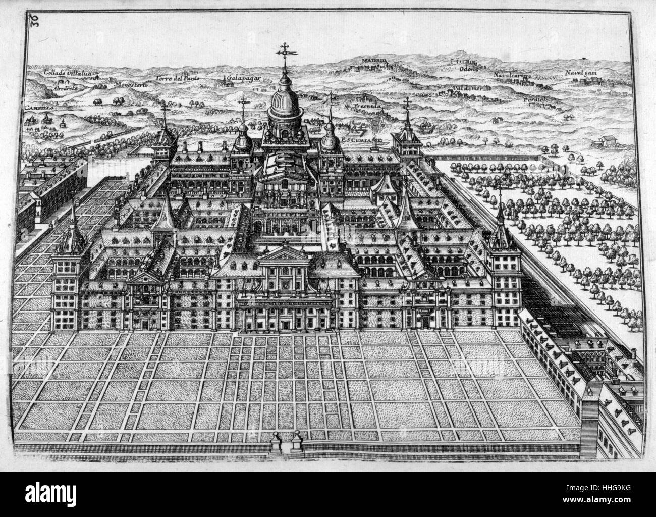 Chateau in Paris France. Illustration from the 17th century