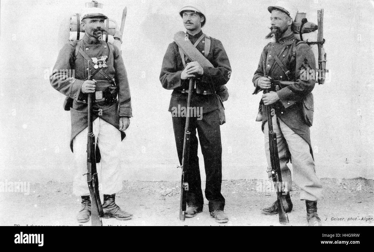 French Foreign Legion, soldier wearing different uniforms 1905 Stock Photo