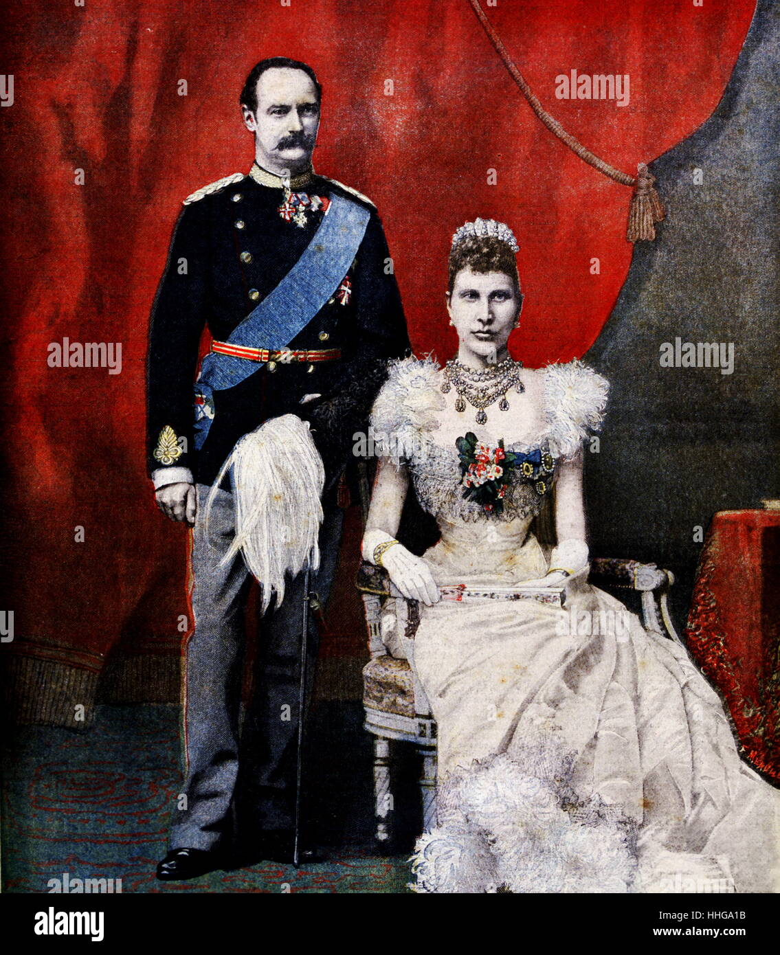 Crown Prince and princess of Denmark in 1896. Frederik VIII (1843 – 1912) was King of Denmark from 1906 to 1912. Before his accession, he served as crown prince for 43 years. Louise Josephine Eugenie of Sweden (1851 – 1926), was Queen of Denmark as the spouse of King Frederick VIII. Stock Photo