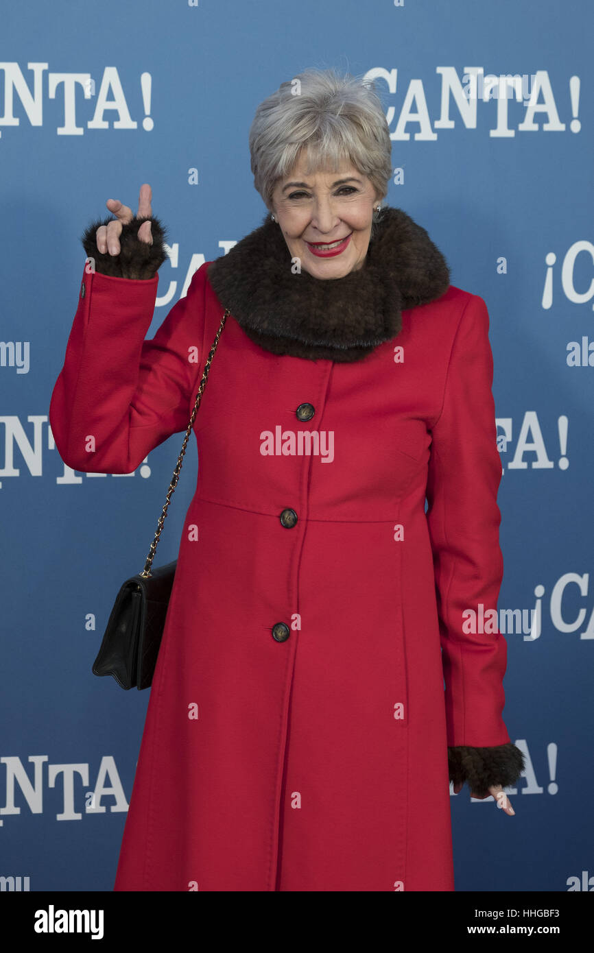Concha Velasco attending the premiere of 'Canta' at the Capitol cinema in Madrid, Spain.  Featuring: Concha Velasco Where: Madrid, Community of Madrid, Spain When: 18 Dec 2016 Credit: Oscar Gonzalez/WENN.com Stock Photo