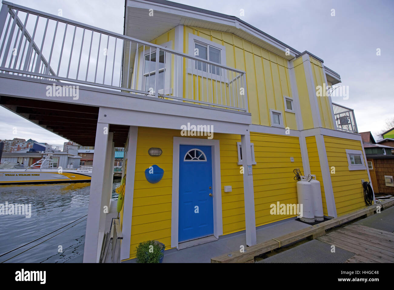 Floating Homes and commercial buildings in Victoria Harbour, BC Canada Stock Photo Alamy