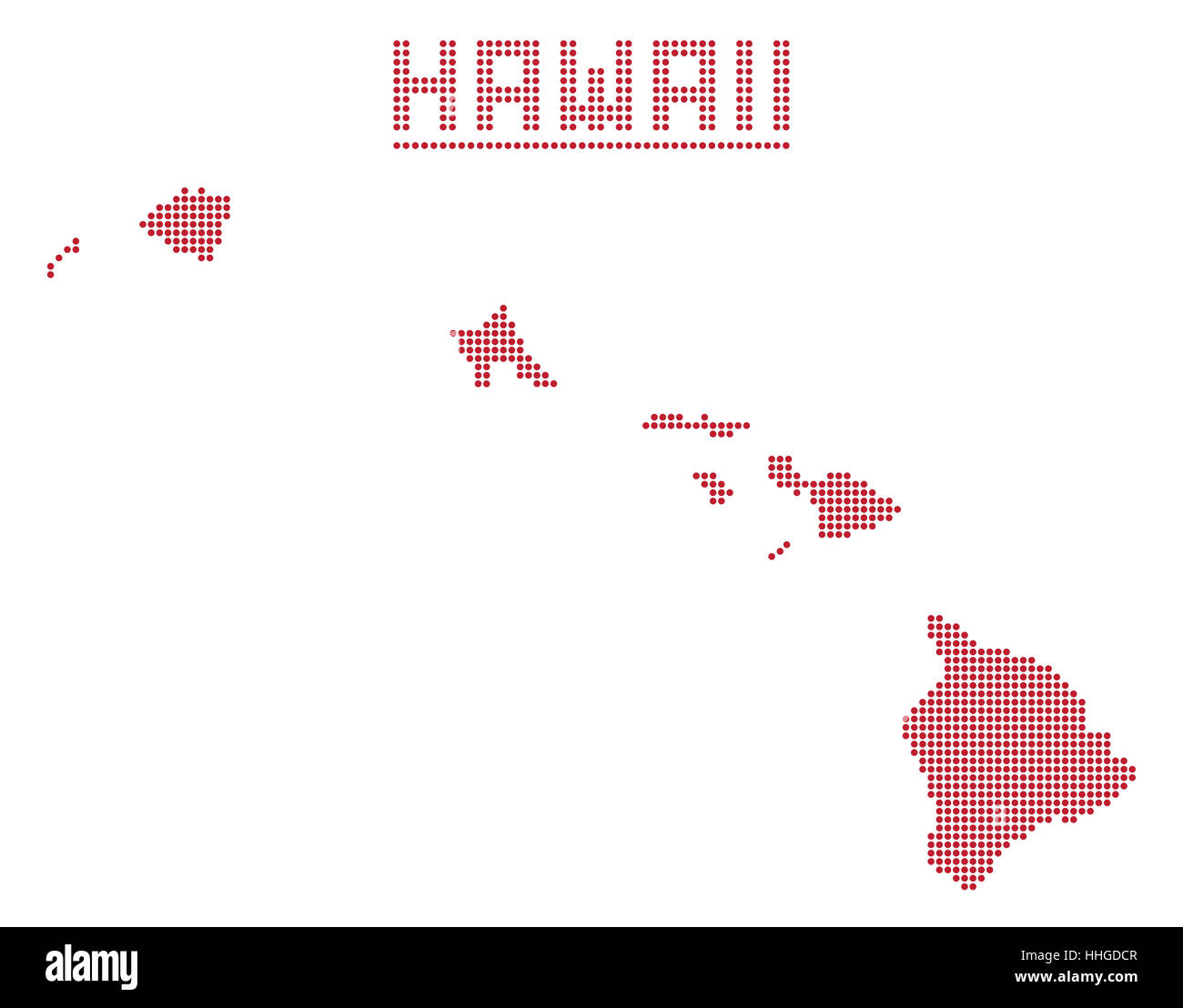 A dot map of Hawaii isolated on a white background Stock Photo