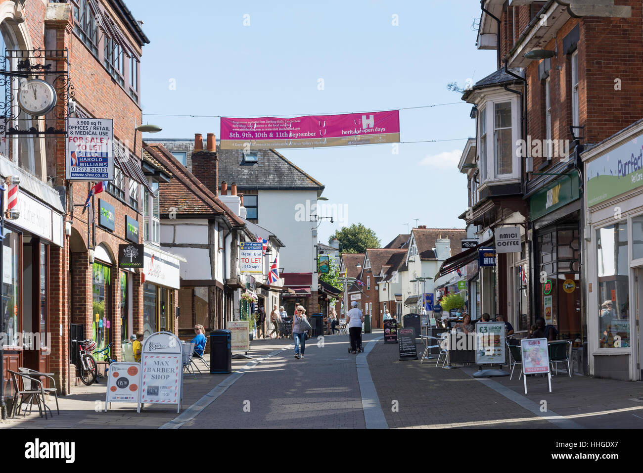 Pedestrianised High Street, Leatherhead, Surrey, England, United
