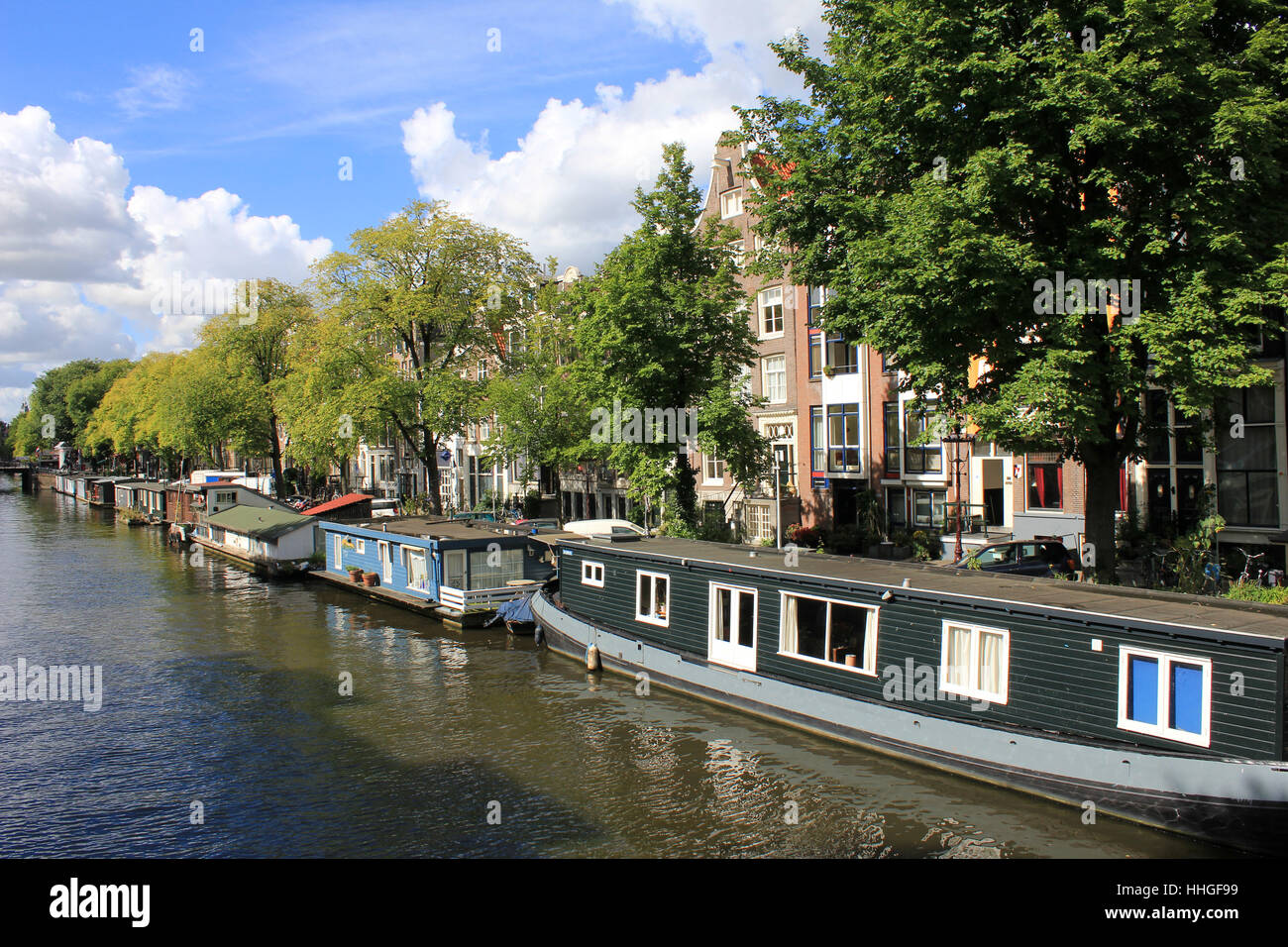 channel, amsterdam, channels, houseboat, blue, house, building, elevator, lift, Stock Photo