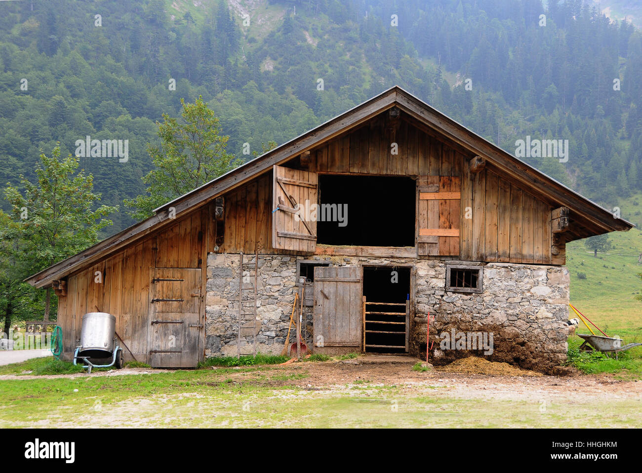 alp, austrians, framehouse, farmhouse, tyrol, lodge, hut, mountains, Stock Photo