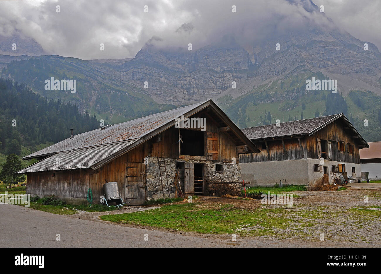 alp, framehouse, farmhouse, tyrol, lodge, hut, houses, mountains, agriculture, Stock Photo