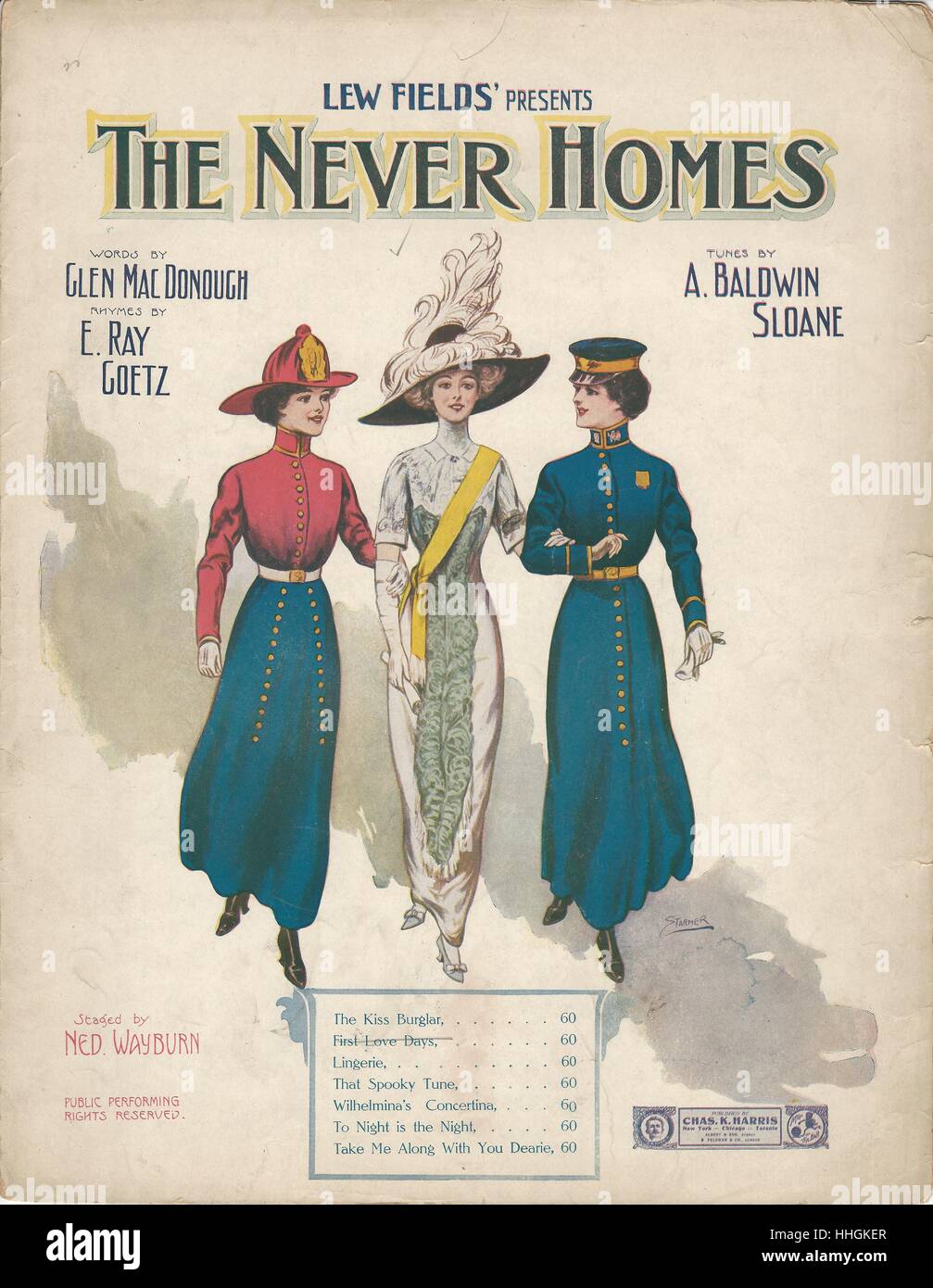 ''The Never Homes' 1911 Musical Sheet Music Cover Stock Photo
