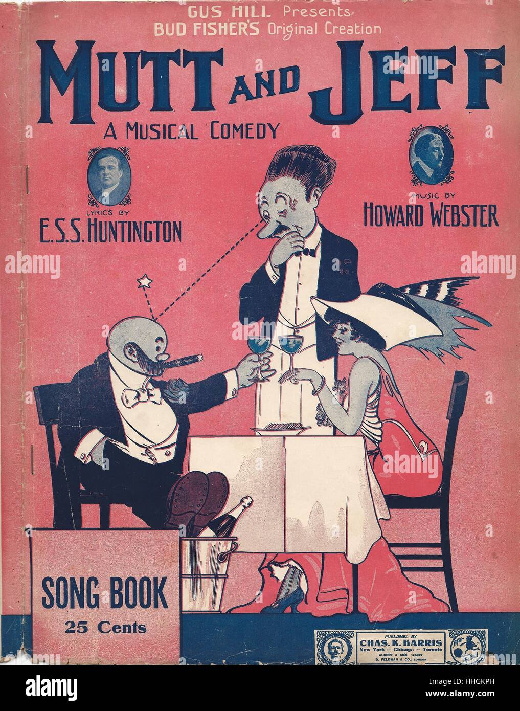 ''Mutt and Jeff' 1911 Vaudeville Musical Sheet Music Cover Stock Photo