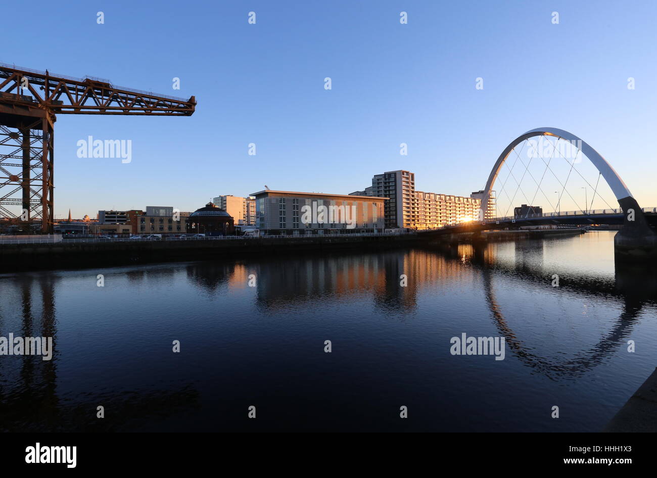 Finnieston Crane and Clyde Arc Glasgow Scotland  January 2017 Stock Photo