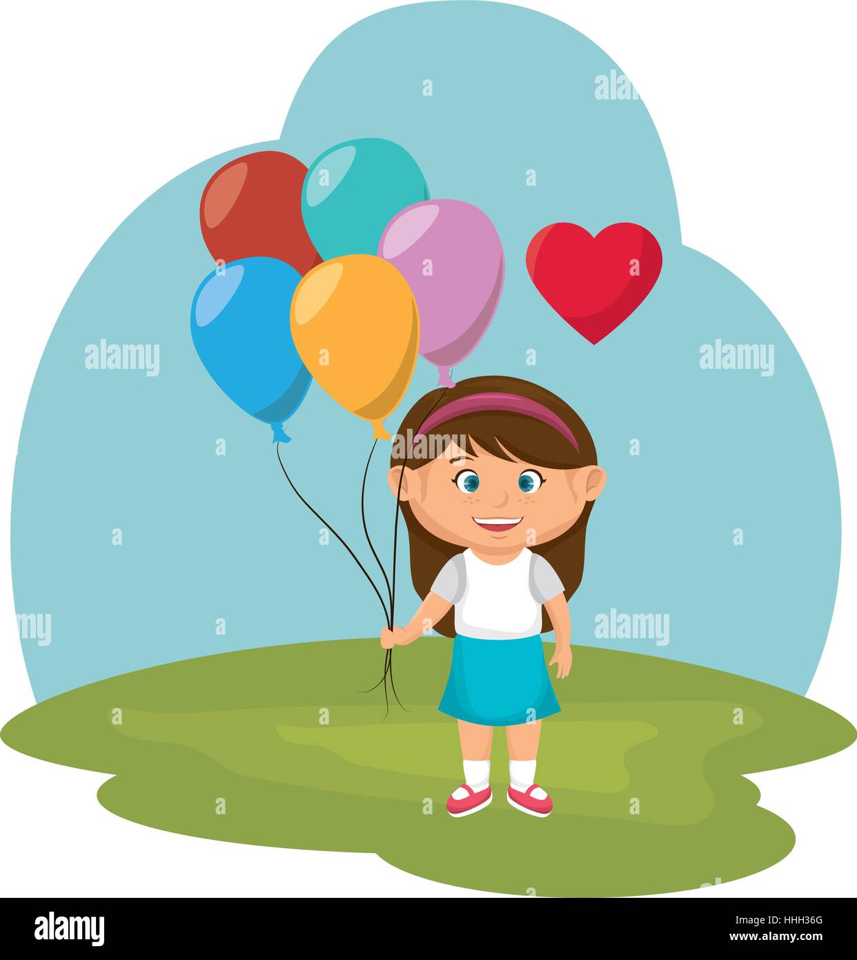 little girl with balloons air vector illustration design Stock Vector ...