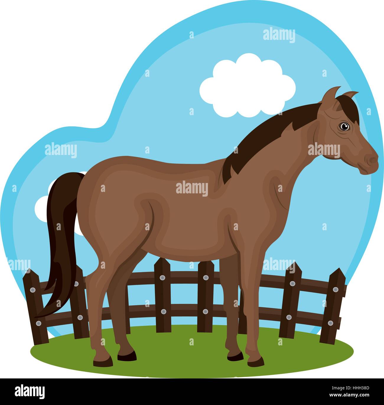 horse animal farm in the field vector illustration design Stock Vector ...