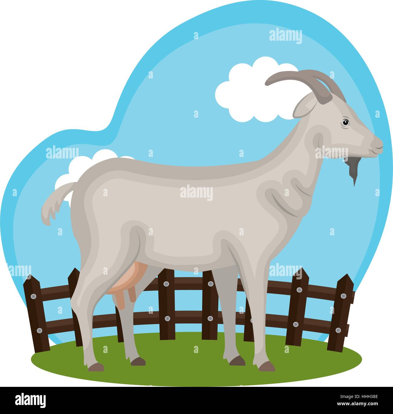 goat animal farm in the field vector illustration design Stock Vector ...