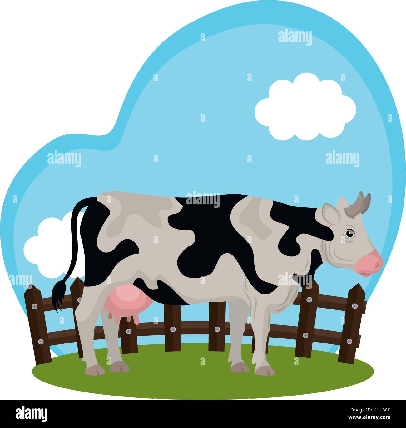cow animal farm in the field vector illustration design Stock Vector ...