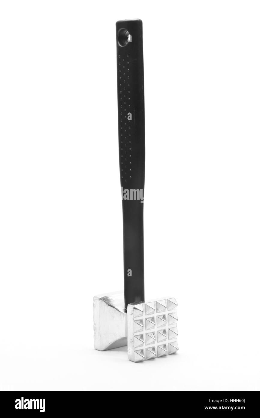 Metal Meat Mallet Grinder Tenderizer Hammer kitchen utensil on white