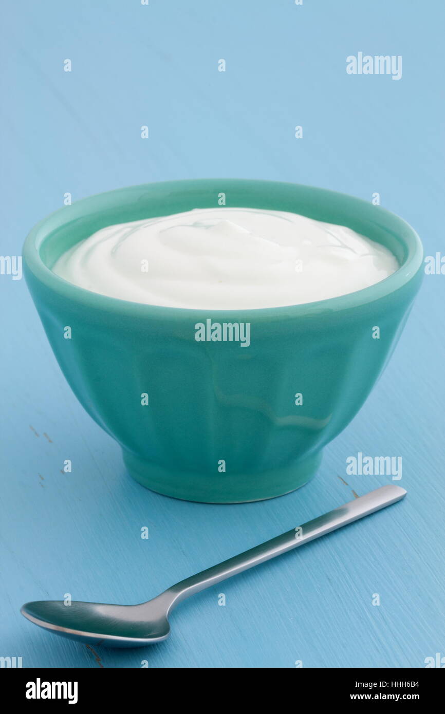 Delicious, nutritious and healthy fresh plain greek yogurt on antique wood table Stock Photo Alamy