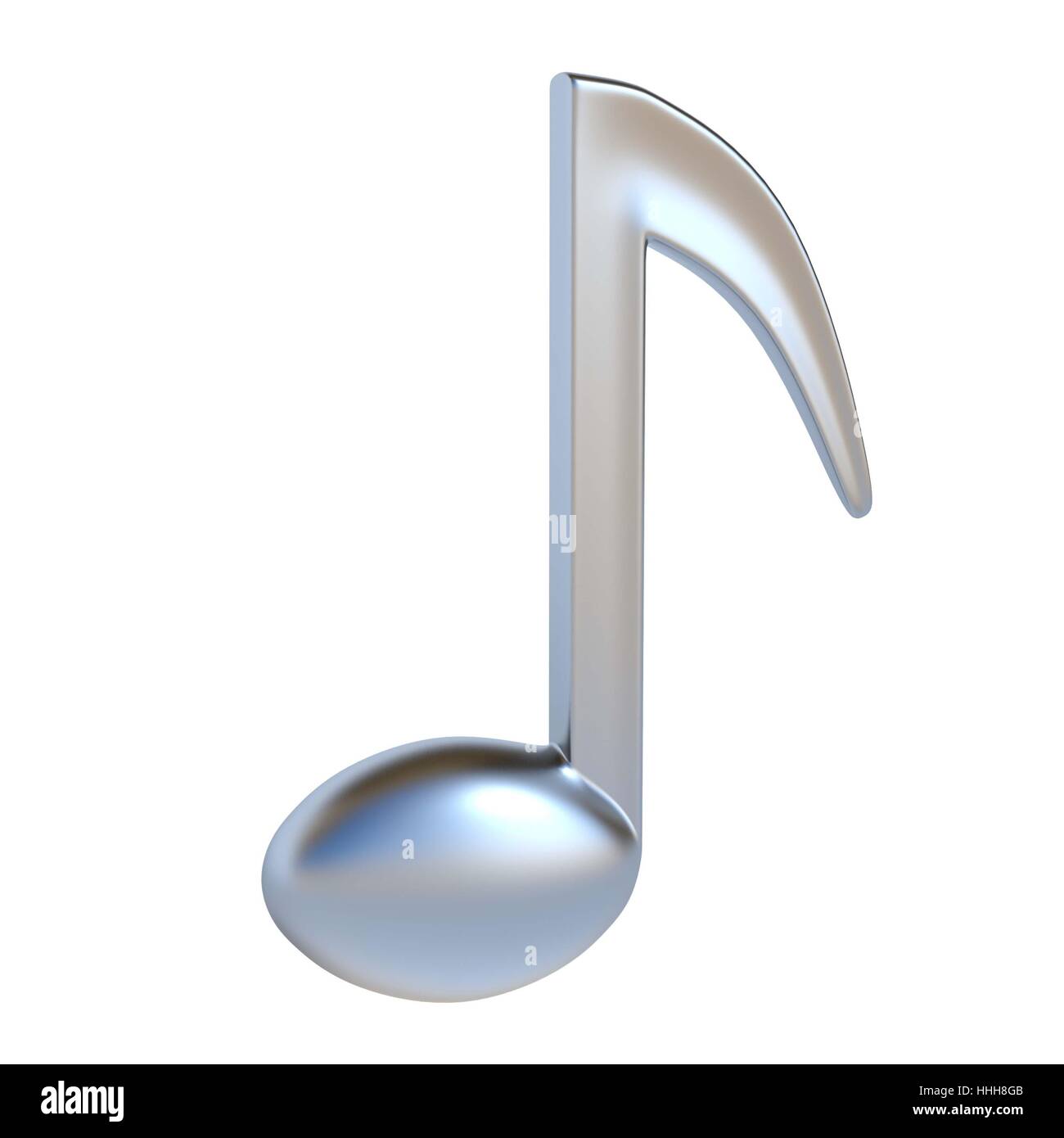 Metal music note 3D render illustration isolated on white background Stock Photo