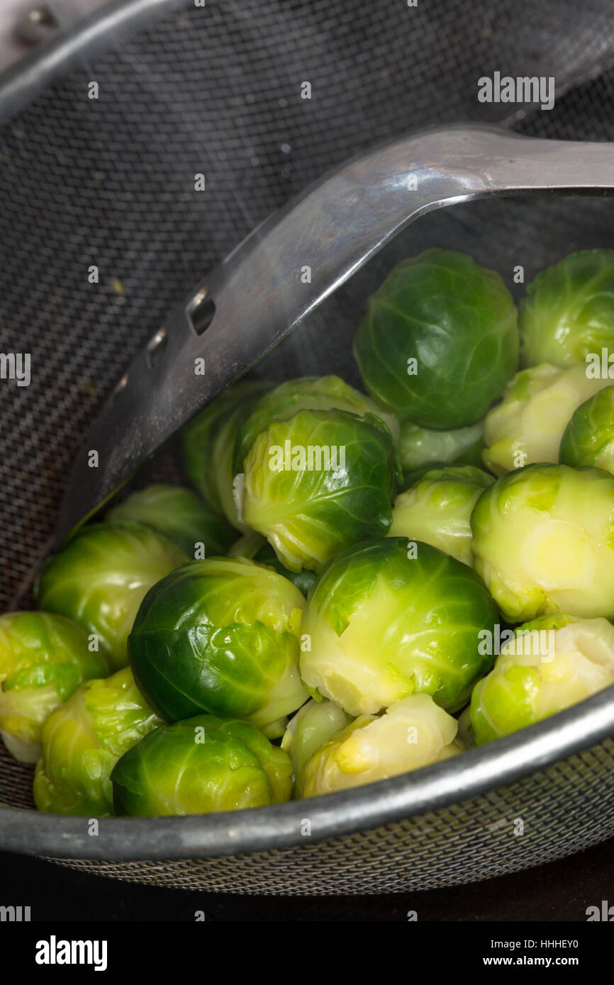 Boiled fresh cooked Brussel Sprouts. Stock Photo
