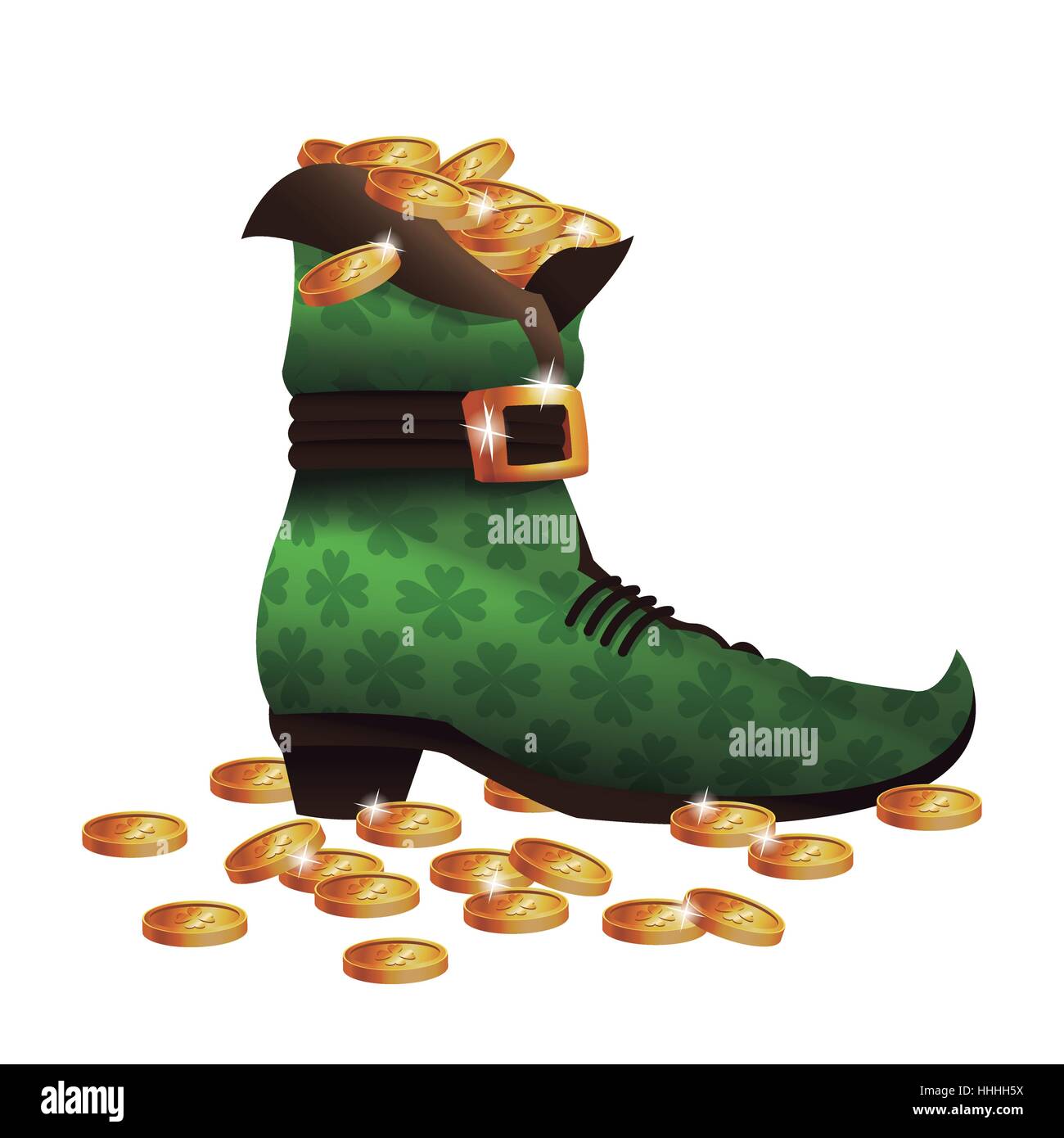 saint patricks day boot golden coins Stock Vector