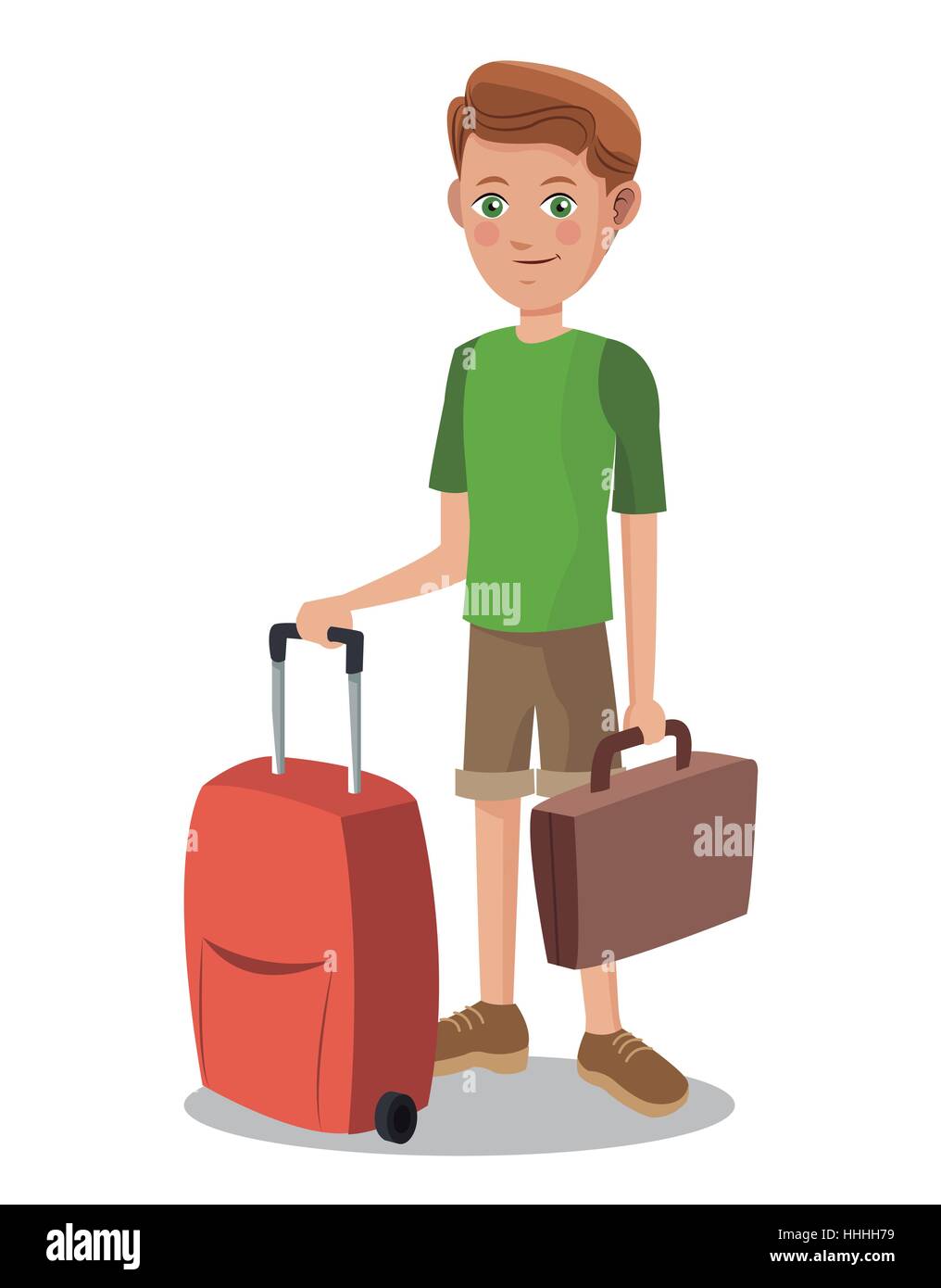 cute boy tourist eyes with suitcase baggage Stock Vector Image Art Alamy