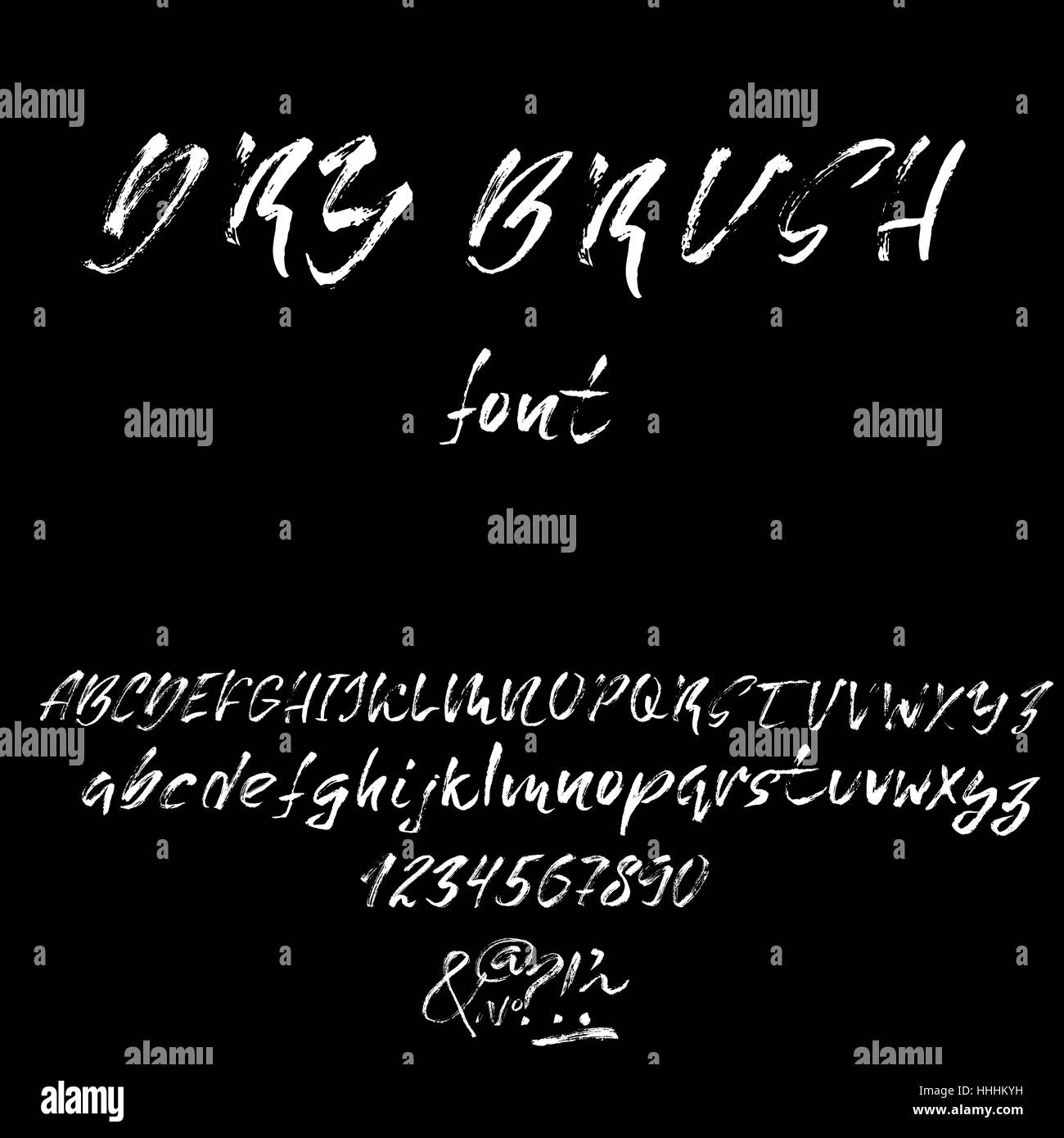 Hand drawn font made by dry brush strokes. Grunge style alphabet ...