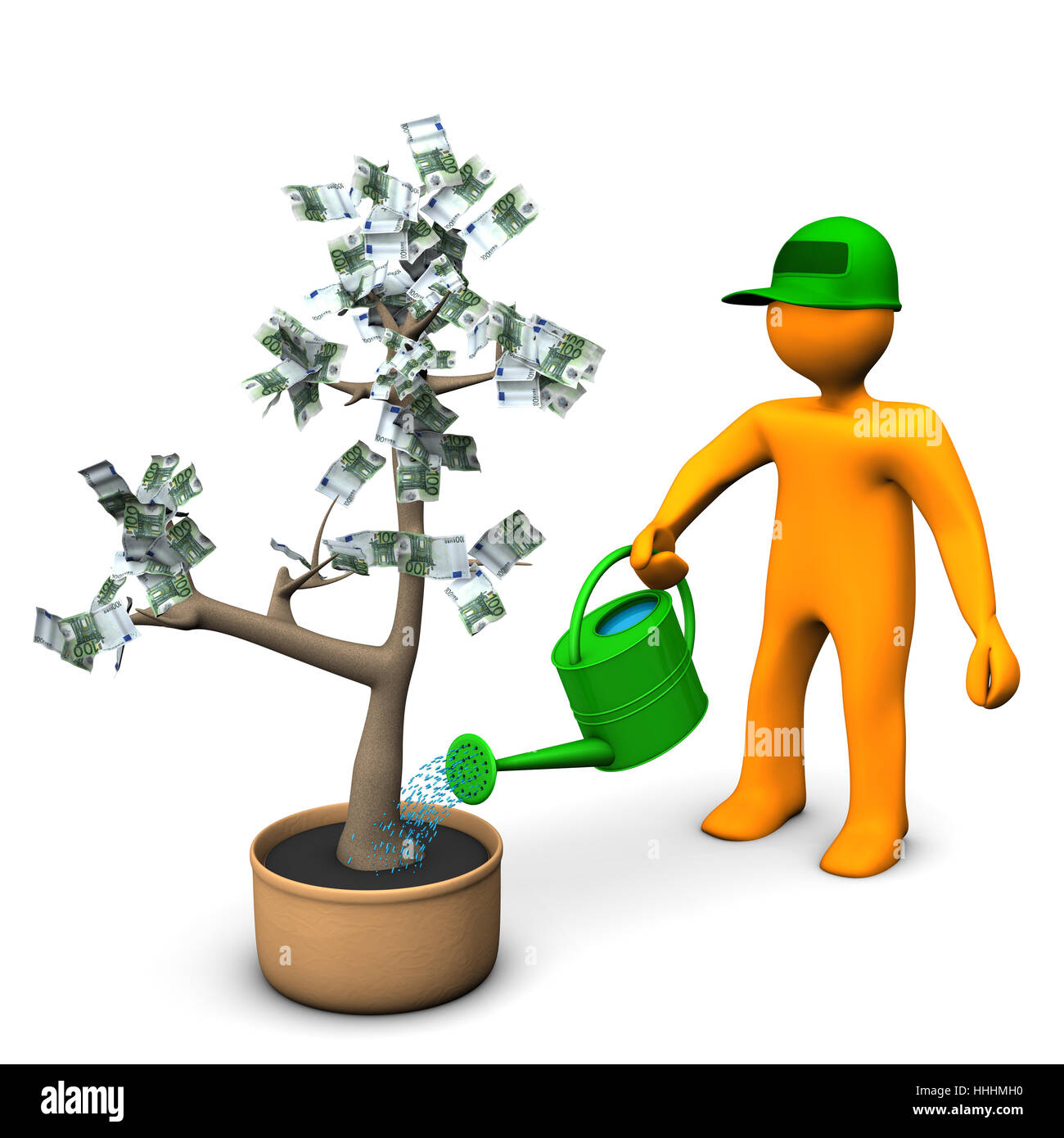 gardener, pot, pour, can, watering, irrigation, money, plant, bank, lending  Stock Photo - Alamy