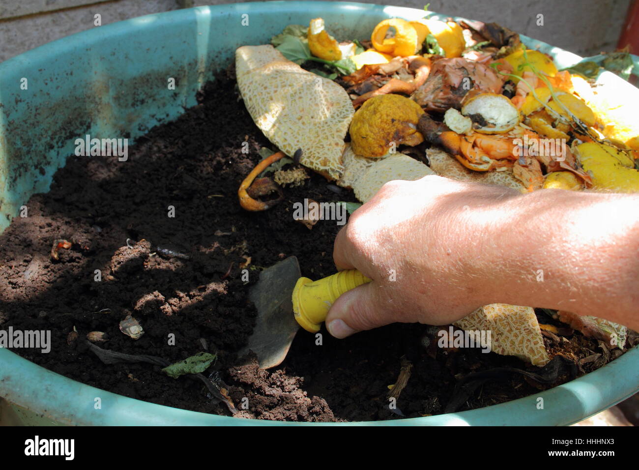Earthworm farm for recycling kitchen offal image in landscape format