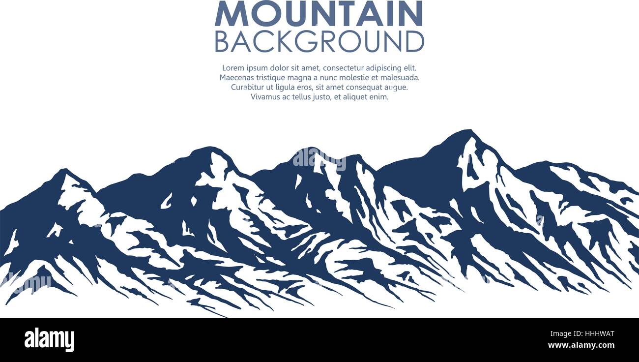 Mountain range silhouette isolated on white. Stock Vector