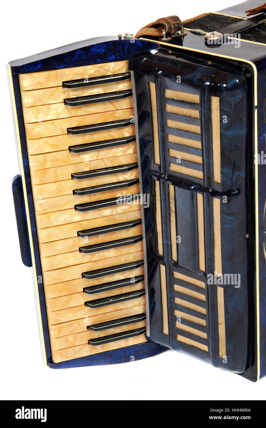 musical instruments, accordion, blue, keyboard, macro, close-up, macro Stock Photo
