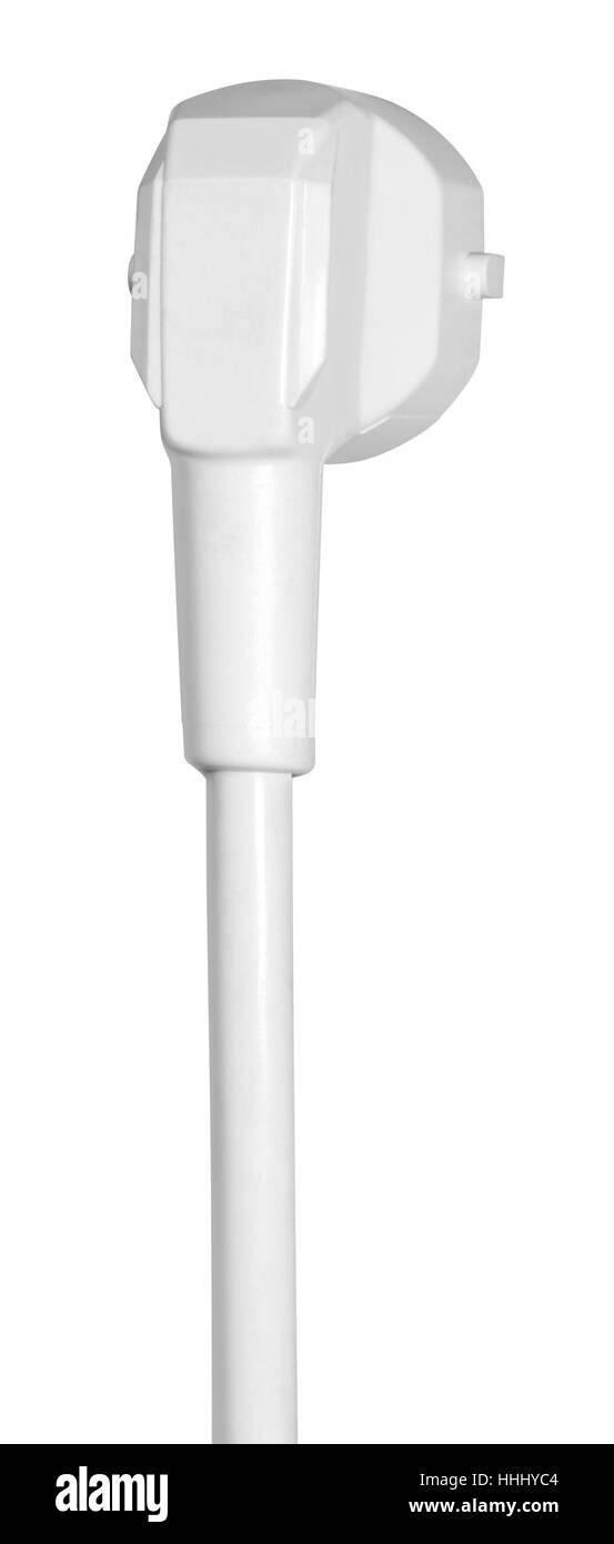 a white power cord in white back Stock Photo