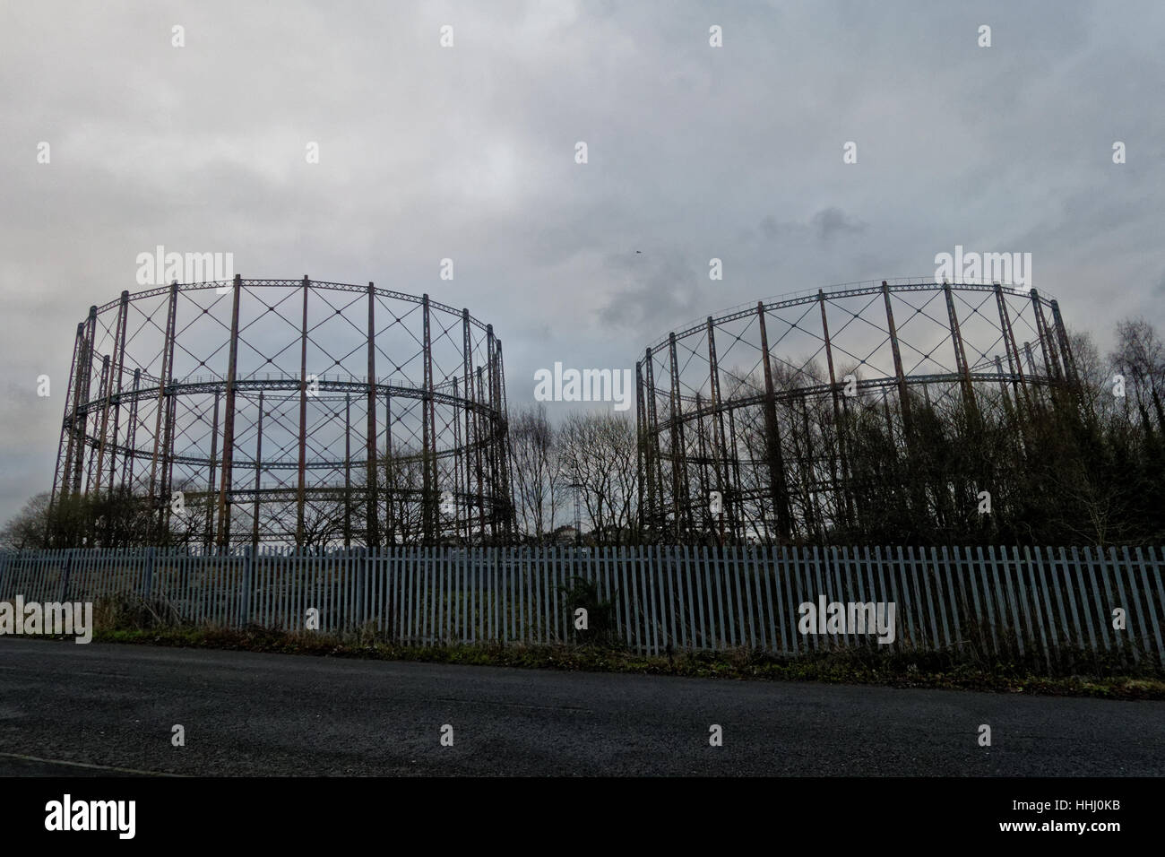 gas container storage anniesland glasgow gasometer Stock Photo Alamy