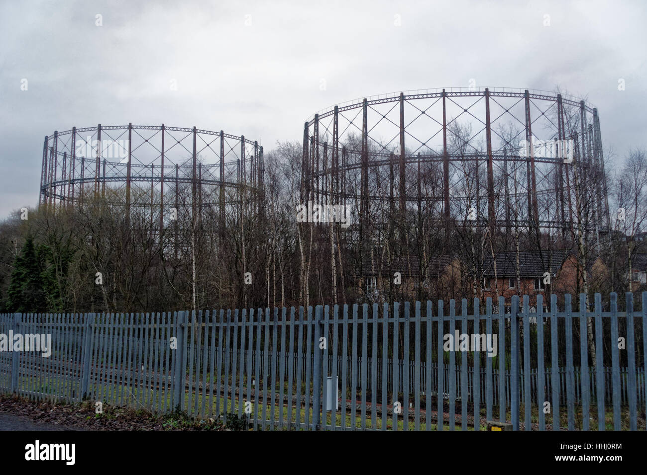 gas container storage anniesland glasgow gasometer Stock Photo Alamy