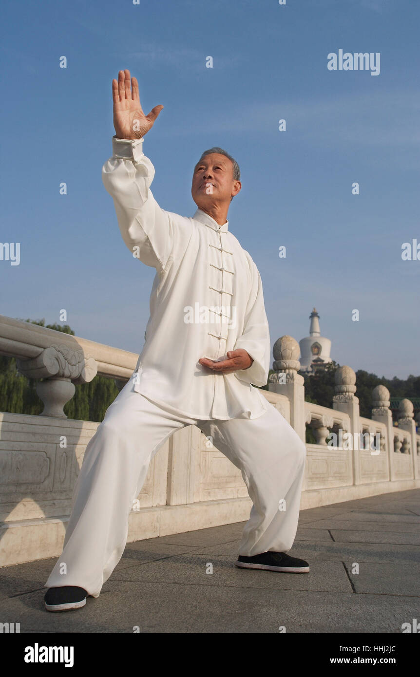 An old man practices Chinese martial arts Stock Photo - Alamy