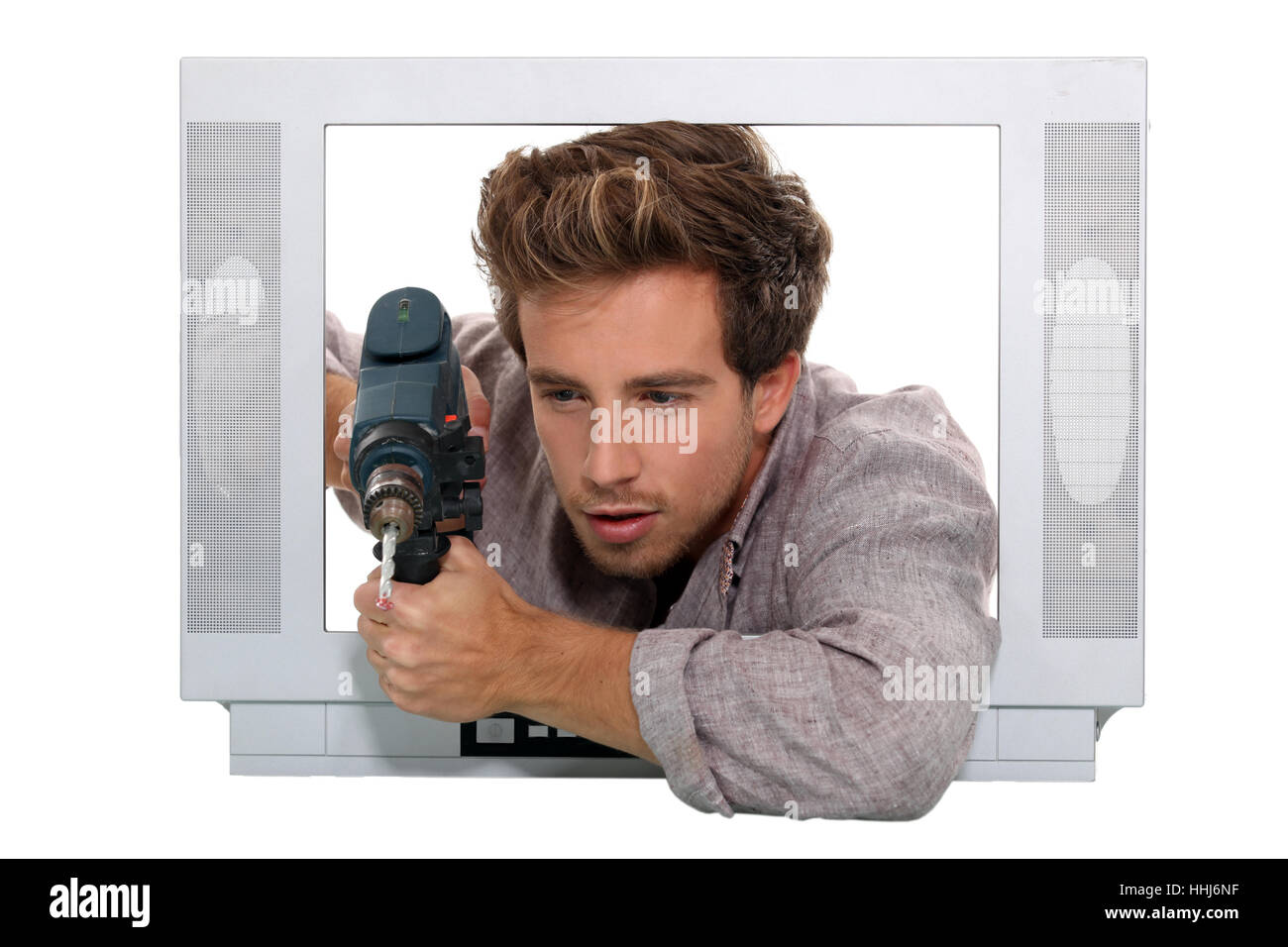 Inside Male Masculine Drill Television Tv Televisions Set 