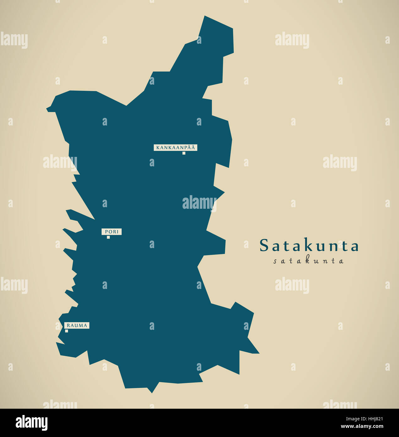 Modern Map - Satakunta Finland FI illustration Stock Photo