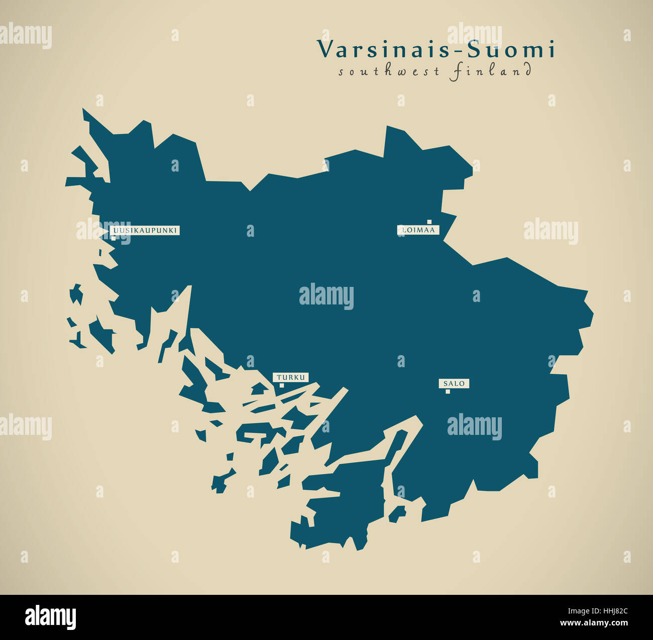 Modern Map - Southwest Finland FI illustration Stock Photo