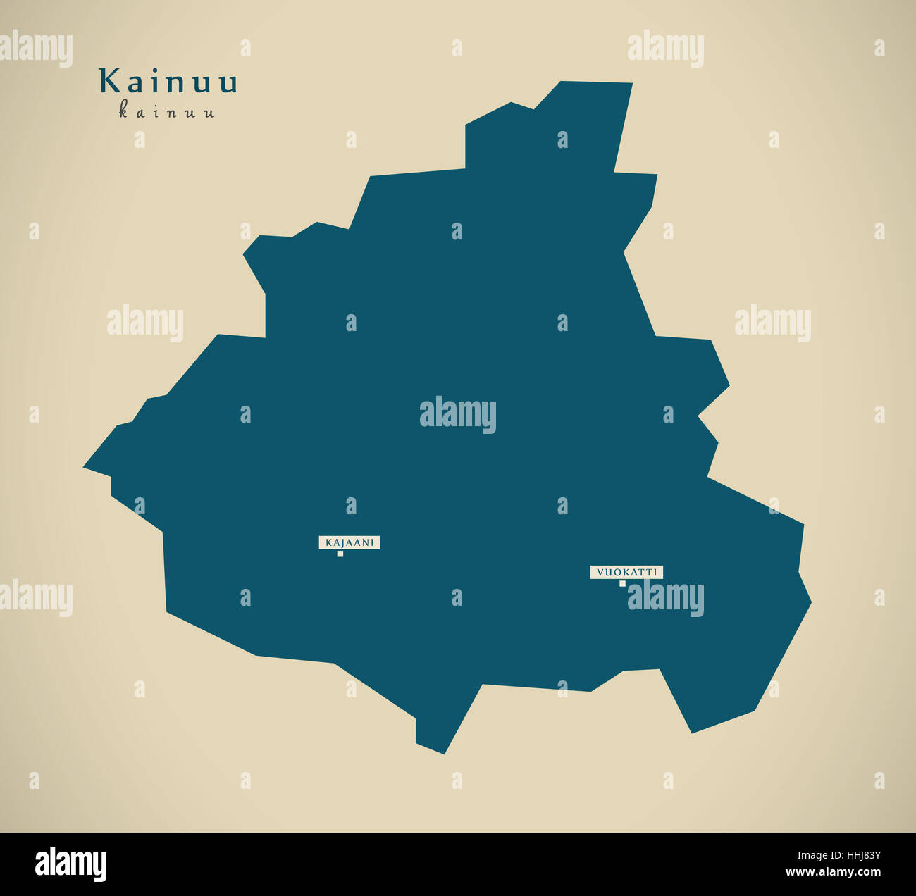 Modern Map - Kainuu Finland FI illustration Stock Photo